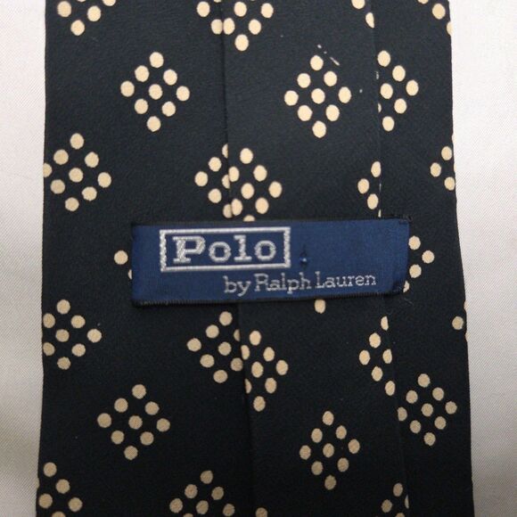 Polo Ralph Lauren Black Geometric Shape Silk Tie 4"x57" Made in USA - Picture 1 of 8
